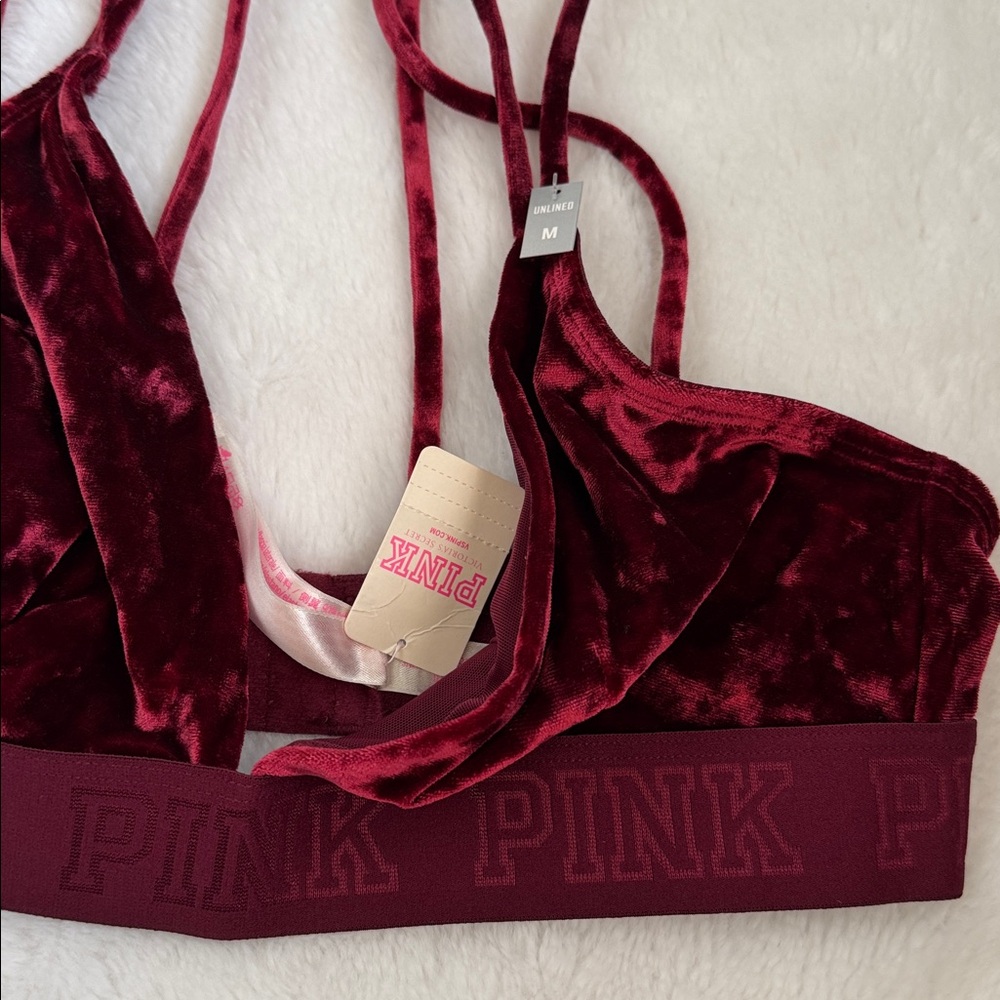 NWT PINK Victoria's Secret Burgundy Velvet Bralette Size M - Picture 4 of 9